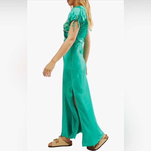 Free People Embroidered Satin Maxi Dress - Picture 3 of 4
